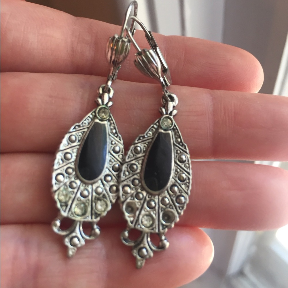 Vintage Silver and Black Earrings